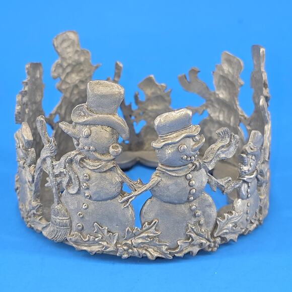 Scents & Accents Fine Pewter Snowman Candle Holder 1998 Vintage - Picture 1 of 8